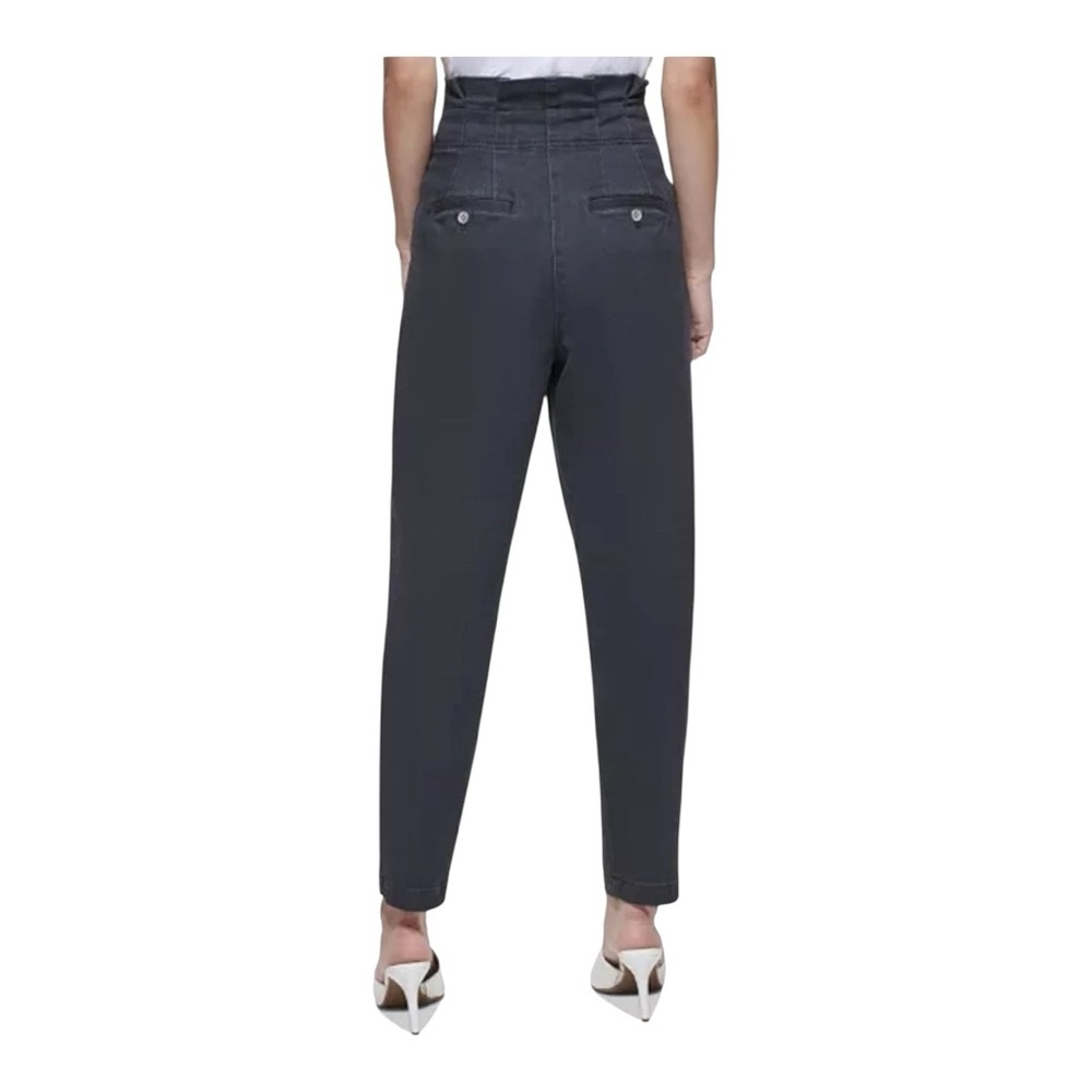 🖤 DKNY Black Belted High-Waisted Tapered Pants – Size 14 - Picture 2 of 10